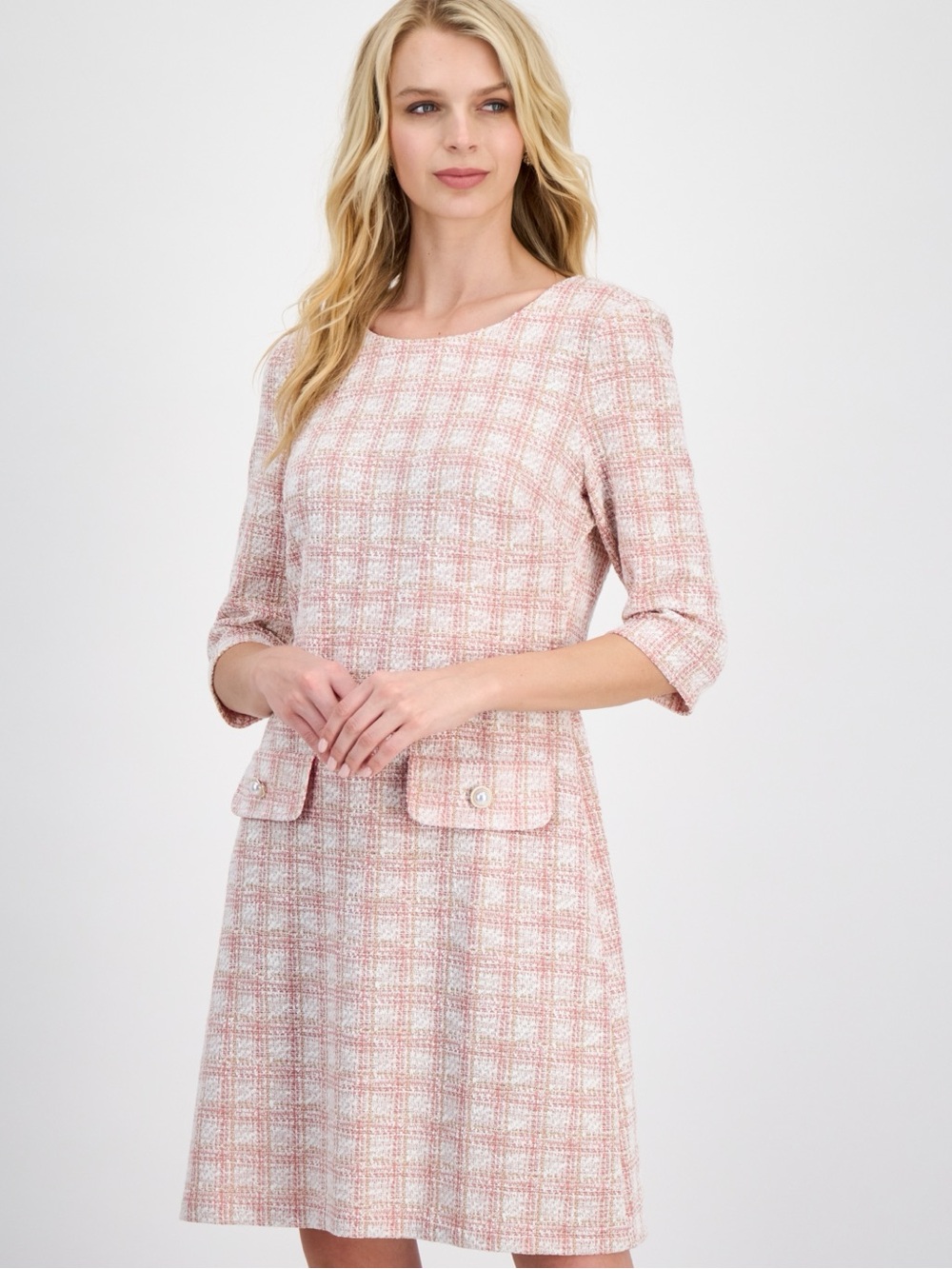 Connected Women's Boucle Tweed 3/4-Sleeve Dress Size‎ 10P NWT